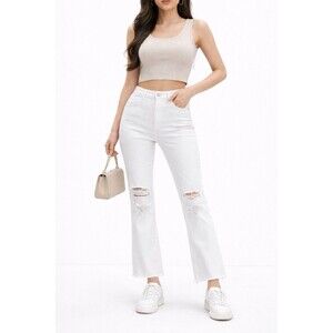 MOTHER Insider Crop Step Fray Cracked Slipper Jeans 25 Raw Hem Premium Minimalis